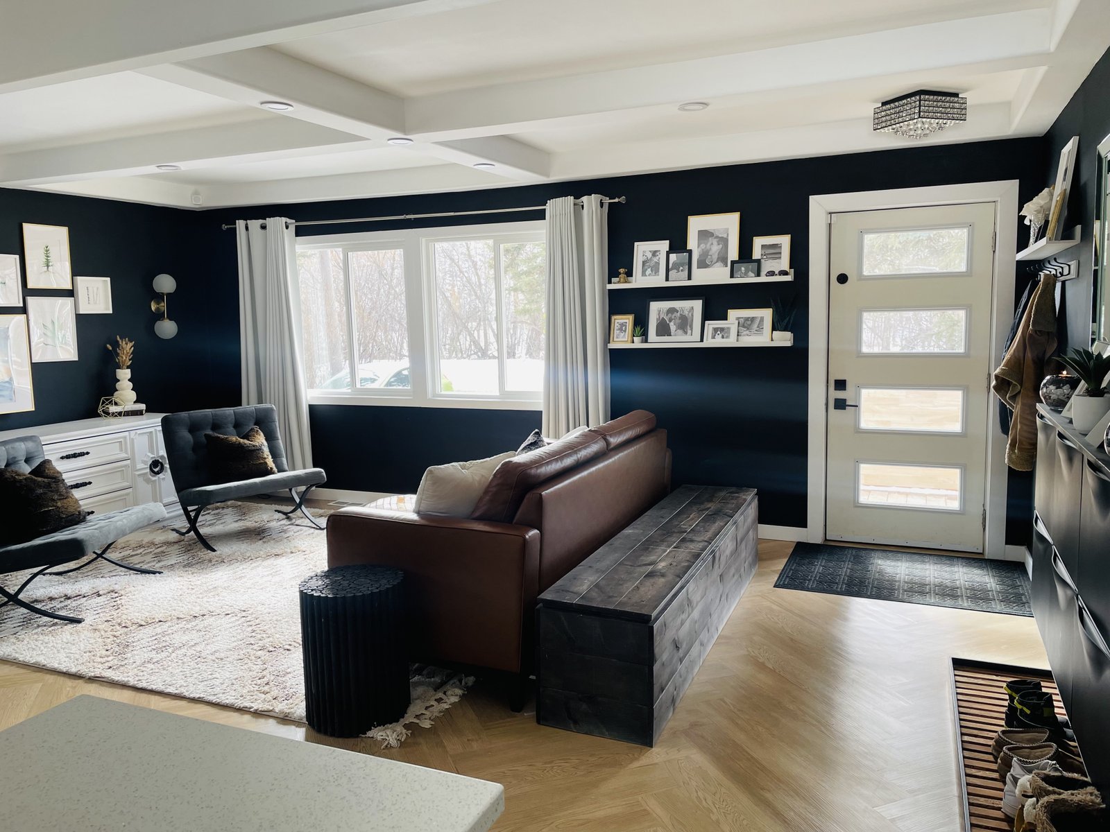 entryway in open concept space after being made over